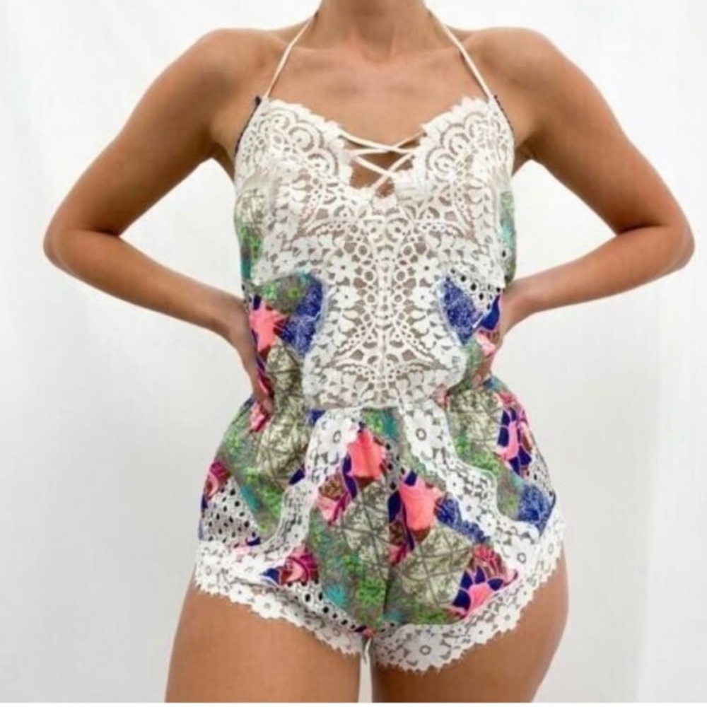 Victoria's‎ Secret Multicolor Lace Romper zs S